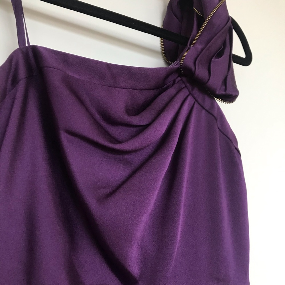 BCBG One shoulder purple dress with pockets